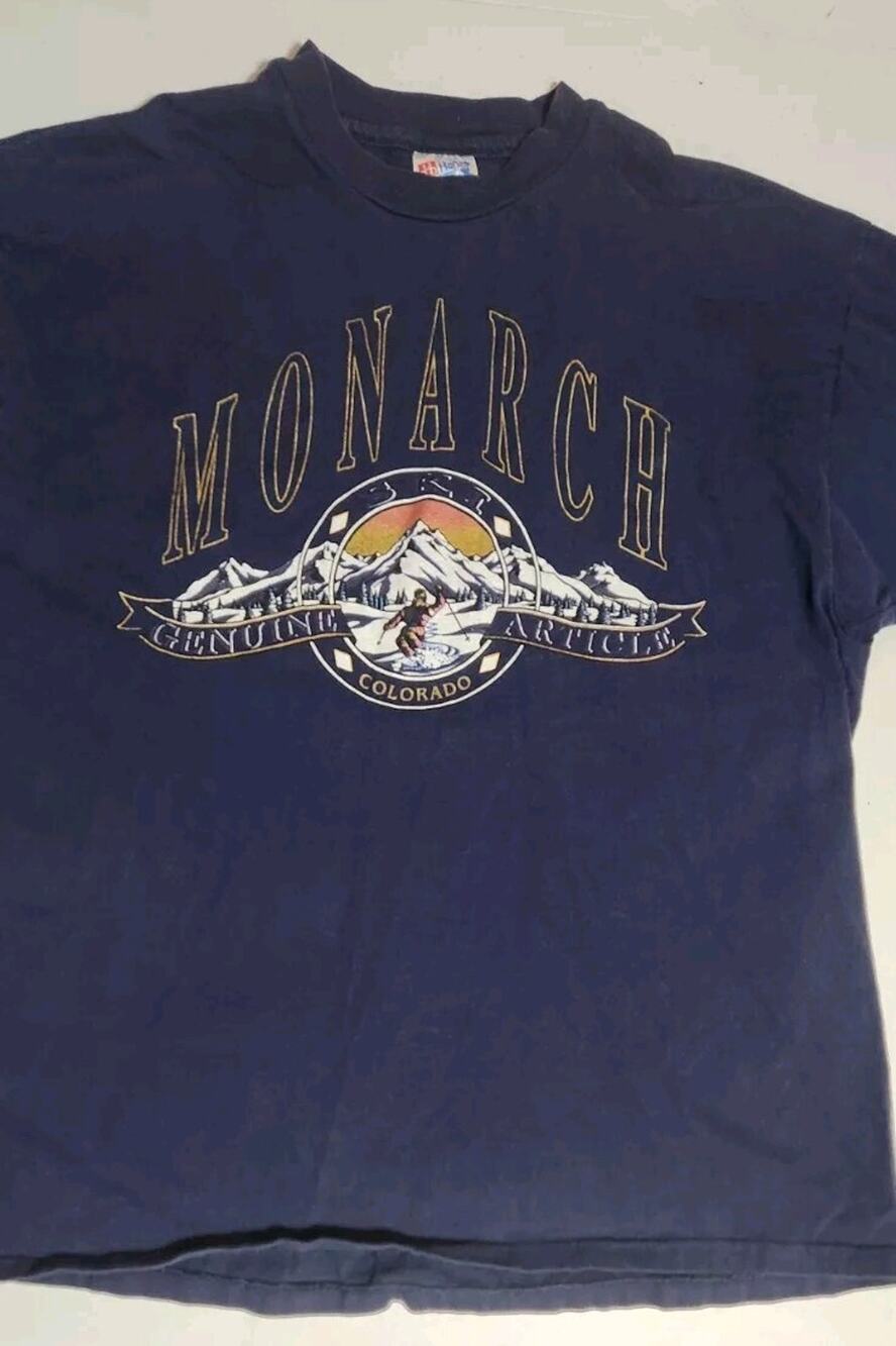 Vtg Monarch Colorado graphic tee T-shirt Ski Size XL Single Stitch